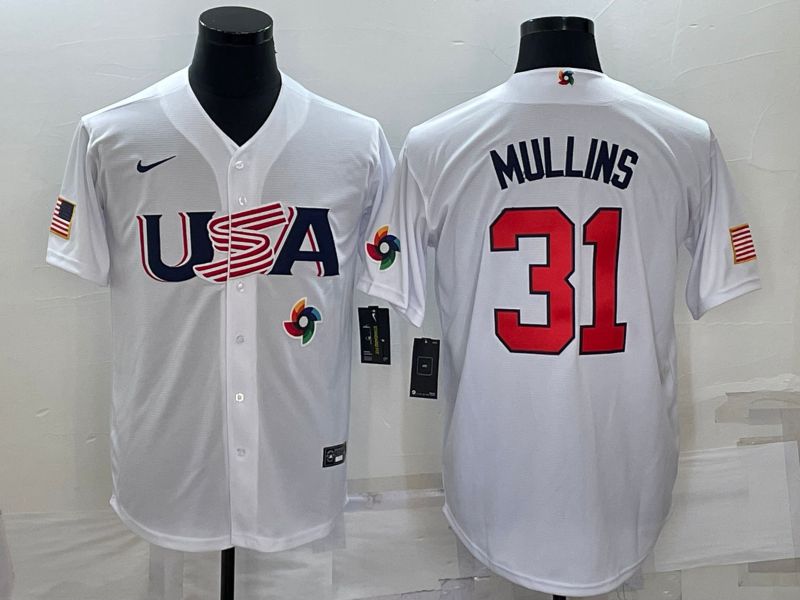 Men 2023 World Cub USA #31 Mullins White Nike MLB Jersey9